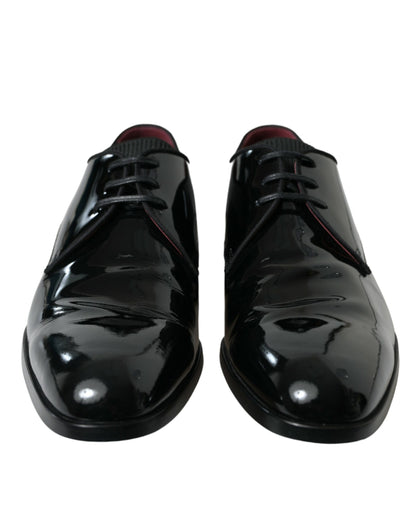 Dolce & Gabbana Black Calfskin Leather Derby Dress Shoes