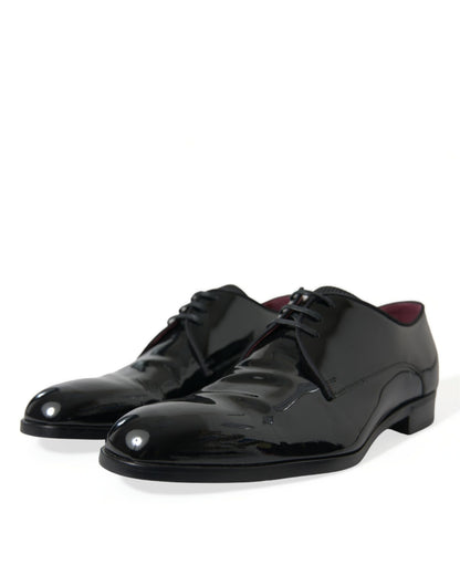 Dolce & Gabbana Black Calfskin Leather Derby Dress Shoes