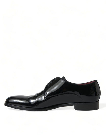 Dolce & Gabbana Black Calfskin Leather Derby Dress Shoes