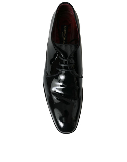 Dolce & Gabbana Black Calfskin Leather Derby Dress Shoes