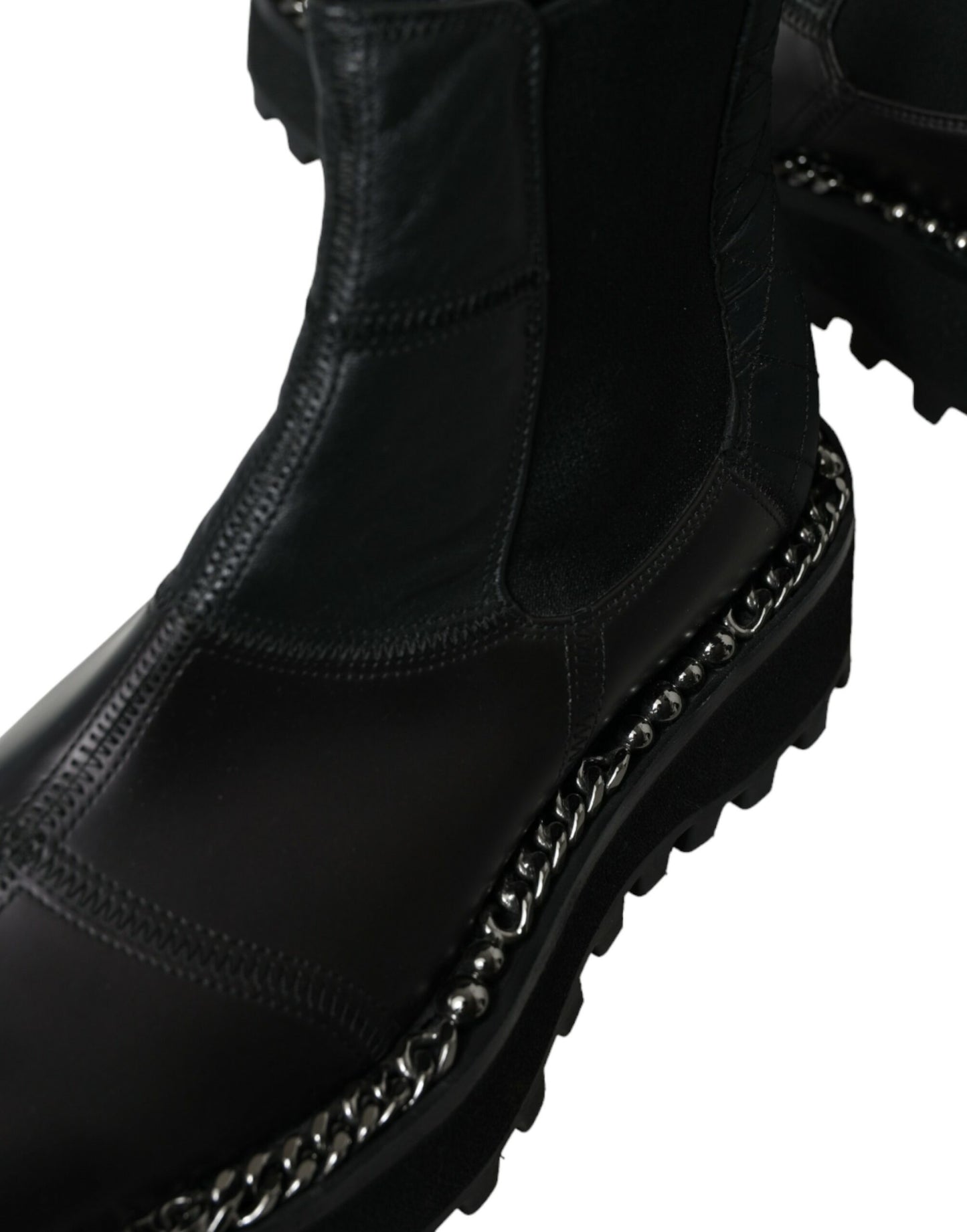 Dolce & Gabbana Black Leather Slip On Stretch Chelsea Boots Shoes