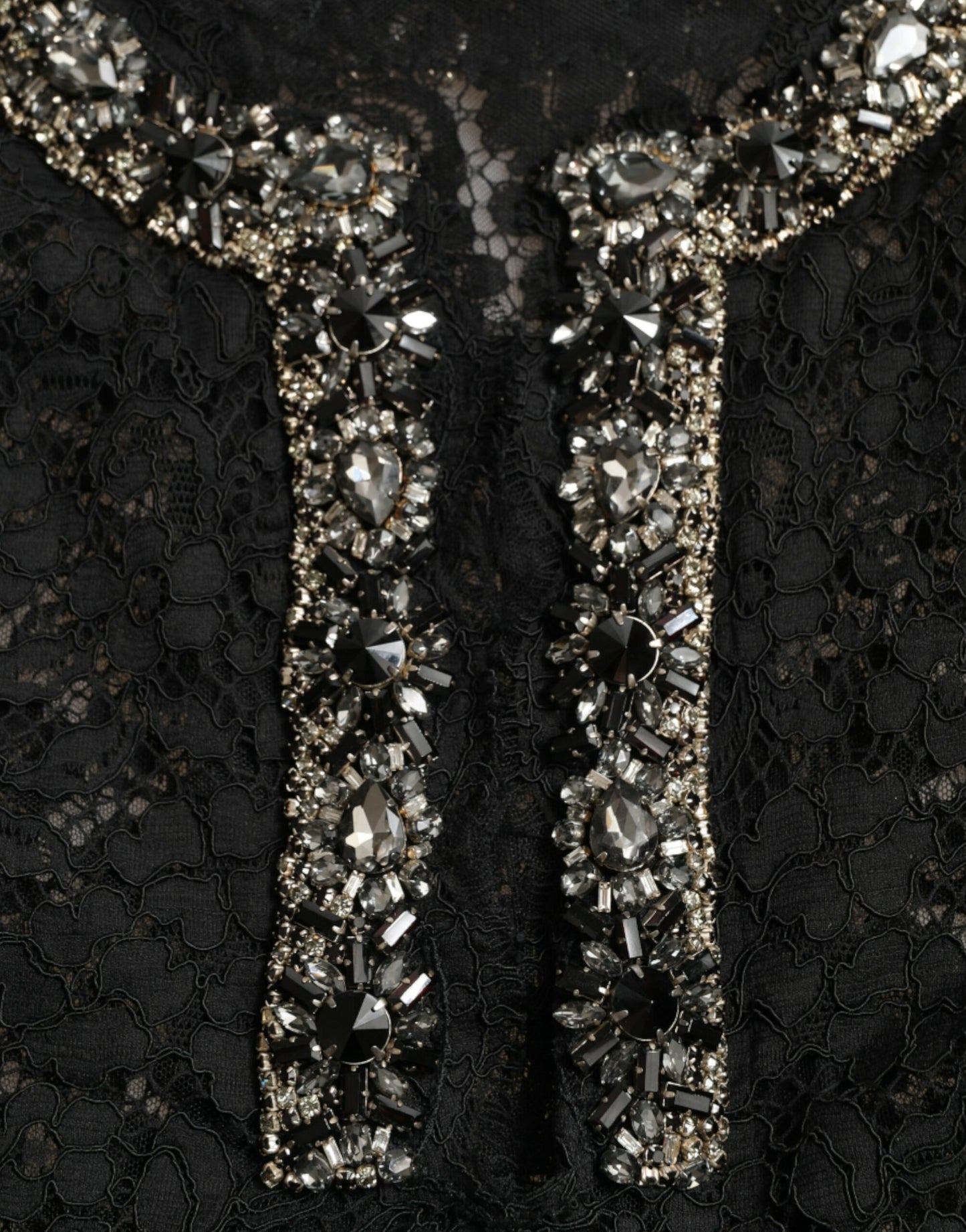 Dolce & Gabbana Black Lace Crystal Embellished Shift Dress