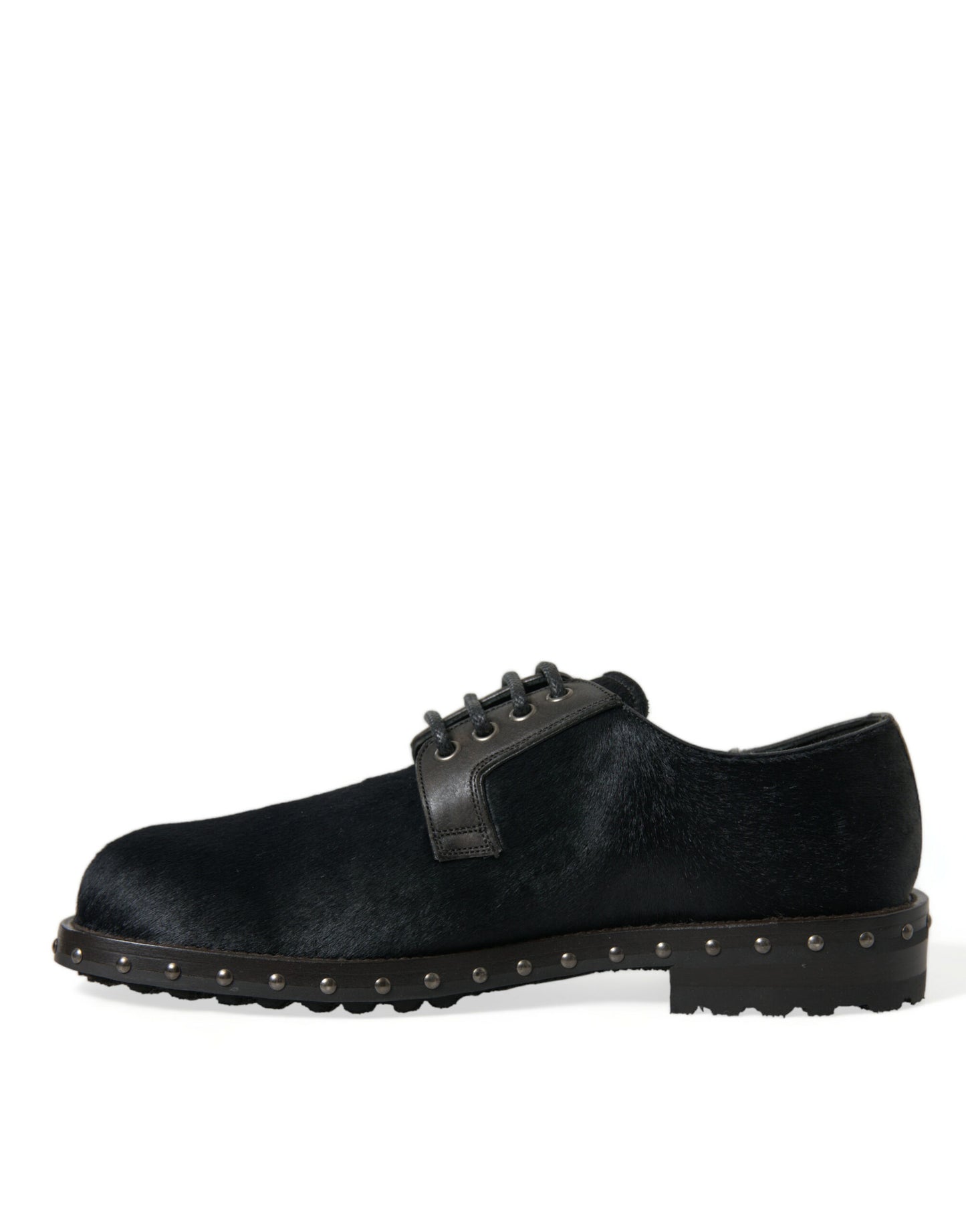 Dolce & Gabbana Black Stable Fur Derby SAN PIETRO Dress Shoes