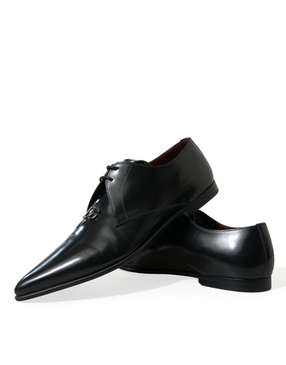 Dolce & Gabbana Black Leather Lace Up Formal Derby Dress Shoes