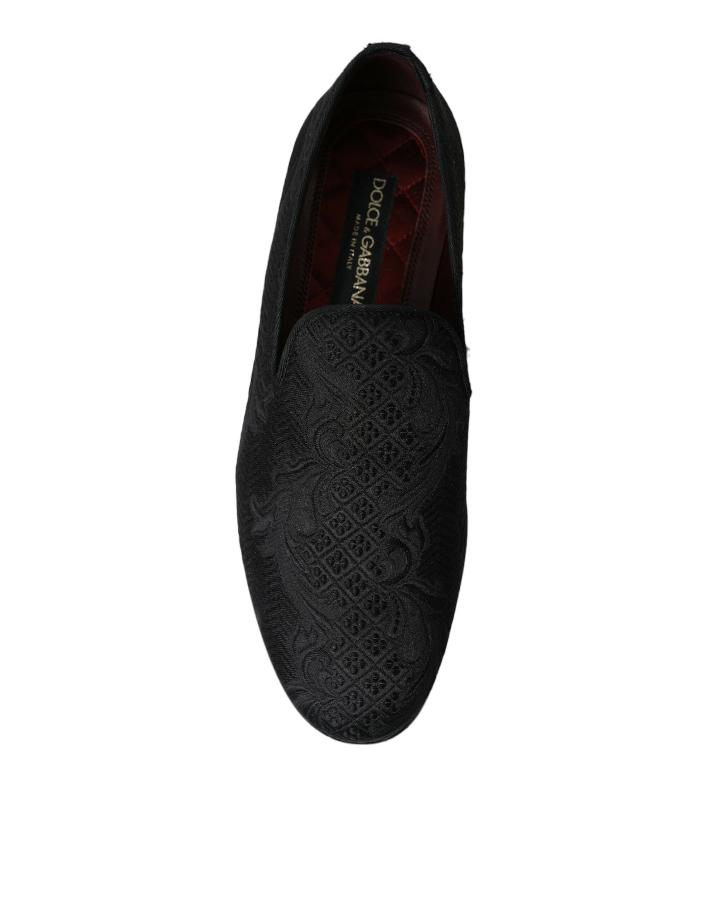 Dolce & Gabbana Black Brocade Men Slip On Loafer Dress Shoes