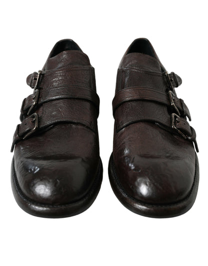 Dolce & Gabbana Brown Leather Strap Formal Dress Shoes