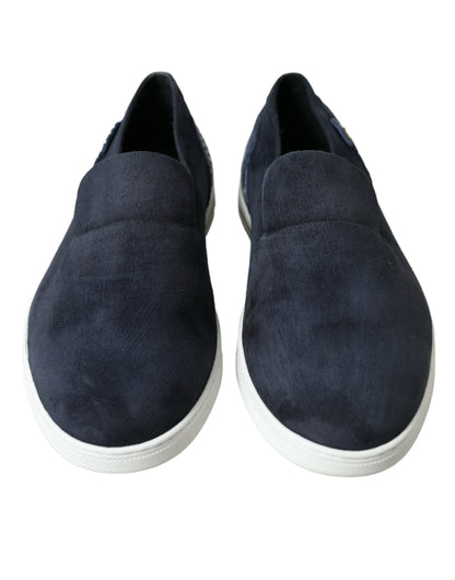 Dolce & Gabbana Blue Suede Caiman Loafers Saint Tropez Shoes