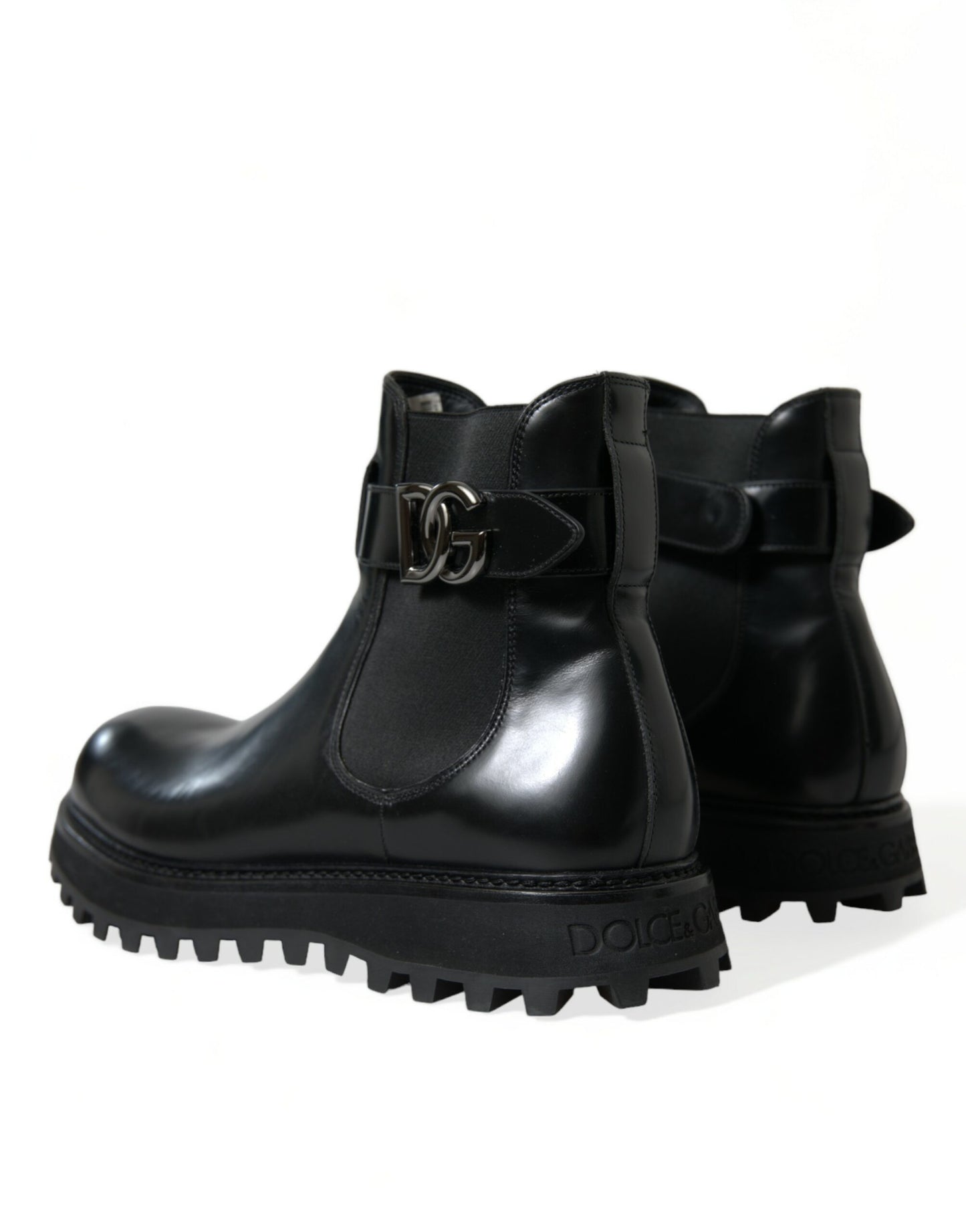 Dolce & Gabbana Black Chelsea Belted DG Logo Boots Shoes