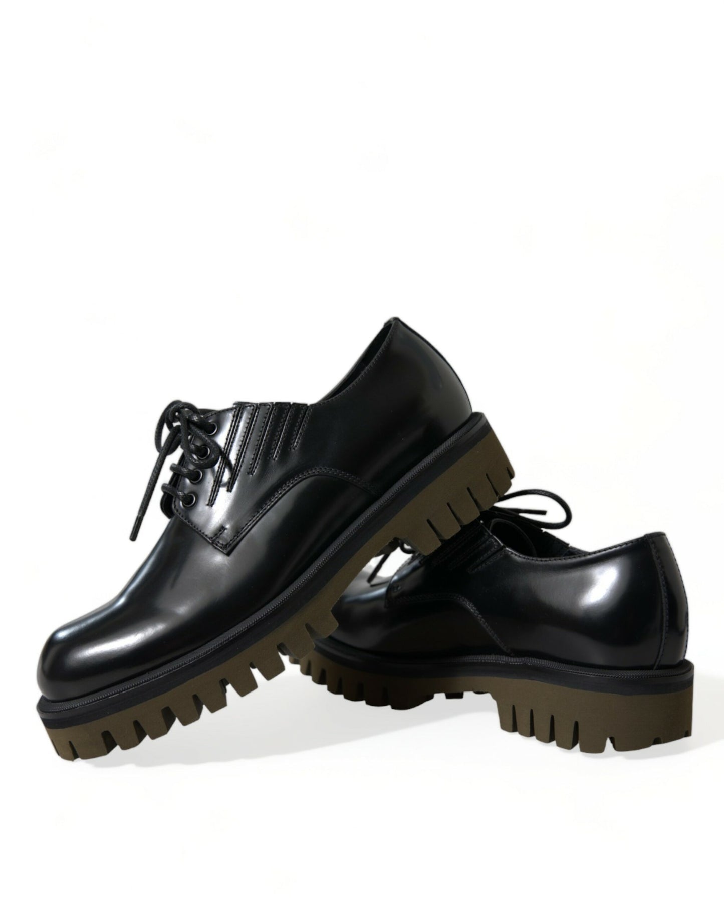 Dolce & Gabbana Black Leather Lace Up Derby Men Dress Shoes