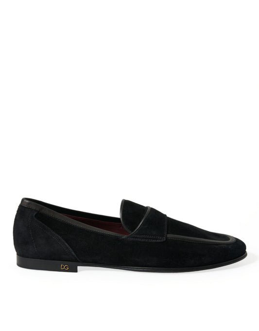 Dolce & Gabbana Black Velvet Slip On Loafers Dress Shoes