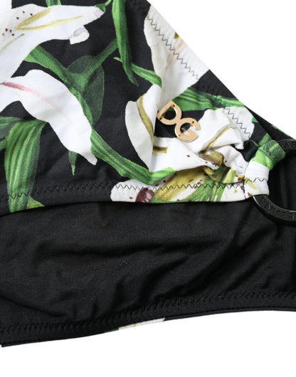 Dolce & Gabbana Black Lily Print Swimwear Bottom Beachwear Bikini