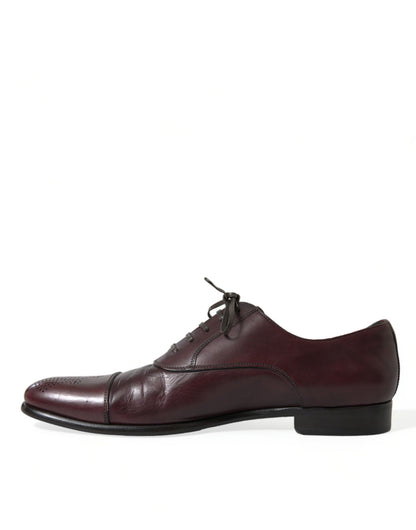 Dolce & Gabbana Bordeaux Leather Men Formal Derby Dress Shoes