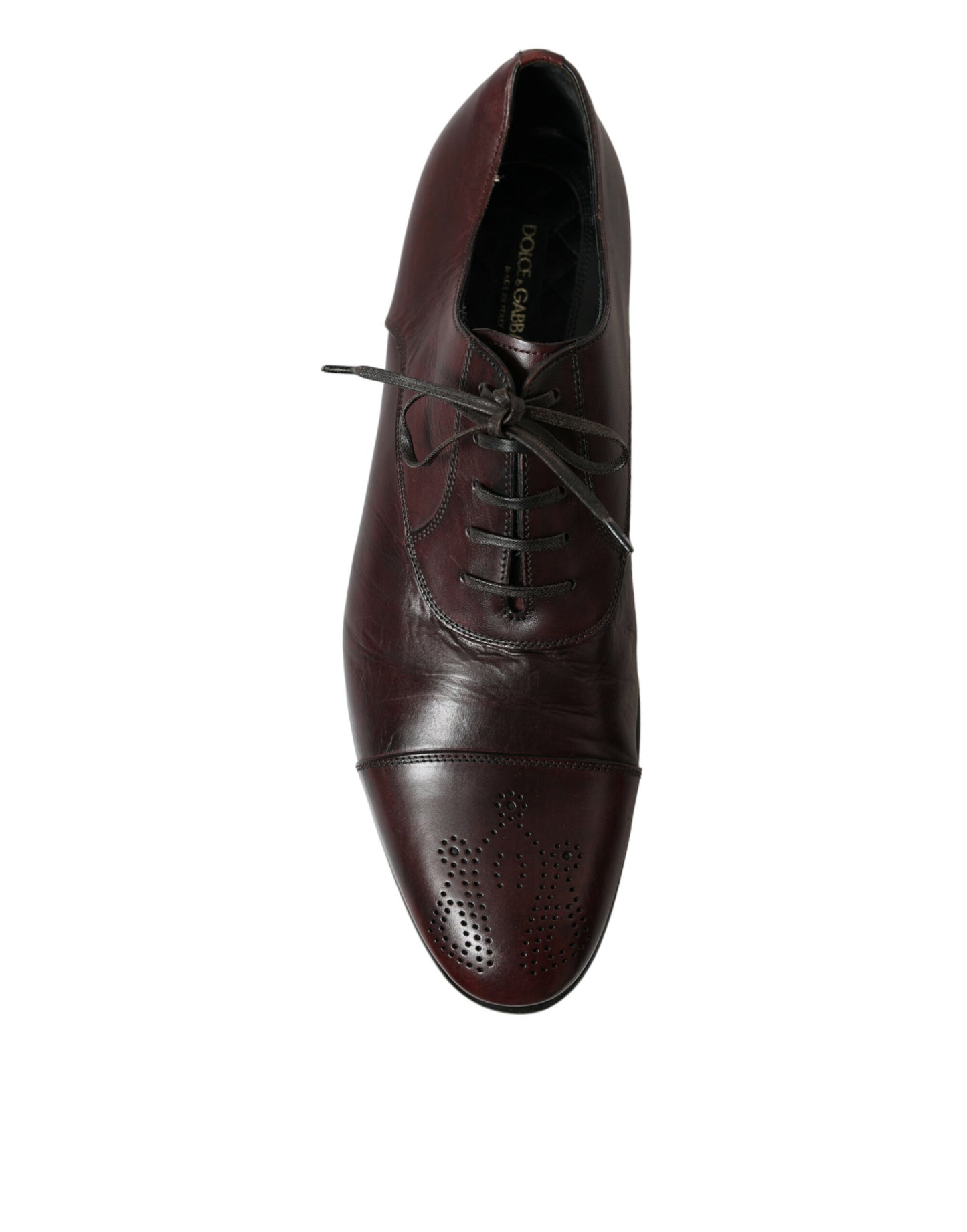 Dolce & Gabbana Bordeaux Leather Men Formal Derby Dress Shoes