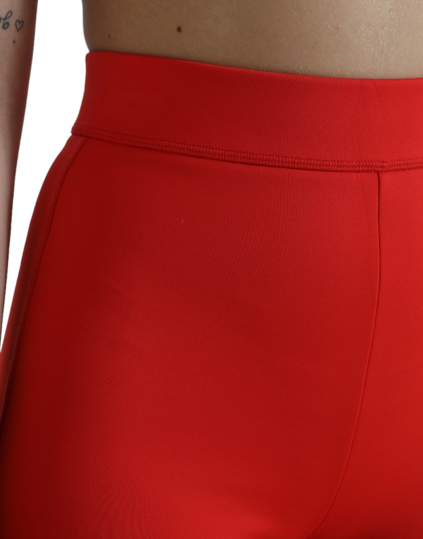 Dolce & Gabbana Red Nylon Stretch Slim Leggings Pants