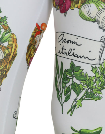 Dolce & Gabbana White Vegetables High Waist Leggings Pants