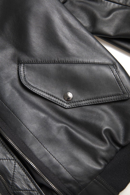 Dolce & Gabbana Elegant Black Leather Bomber Jacket