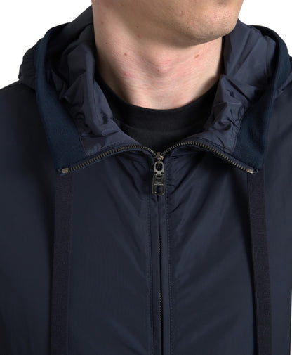 Dolce & Gabbana Elegant Blue Hooded Sweatshirt with Zip Closure