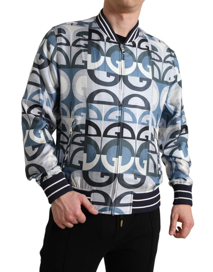 Dolce & Gabbana Multicolor Logo Print Bomber Blouson Jacket