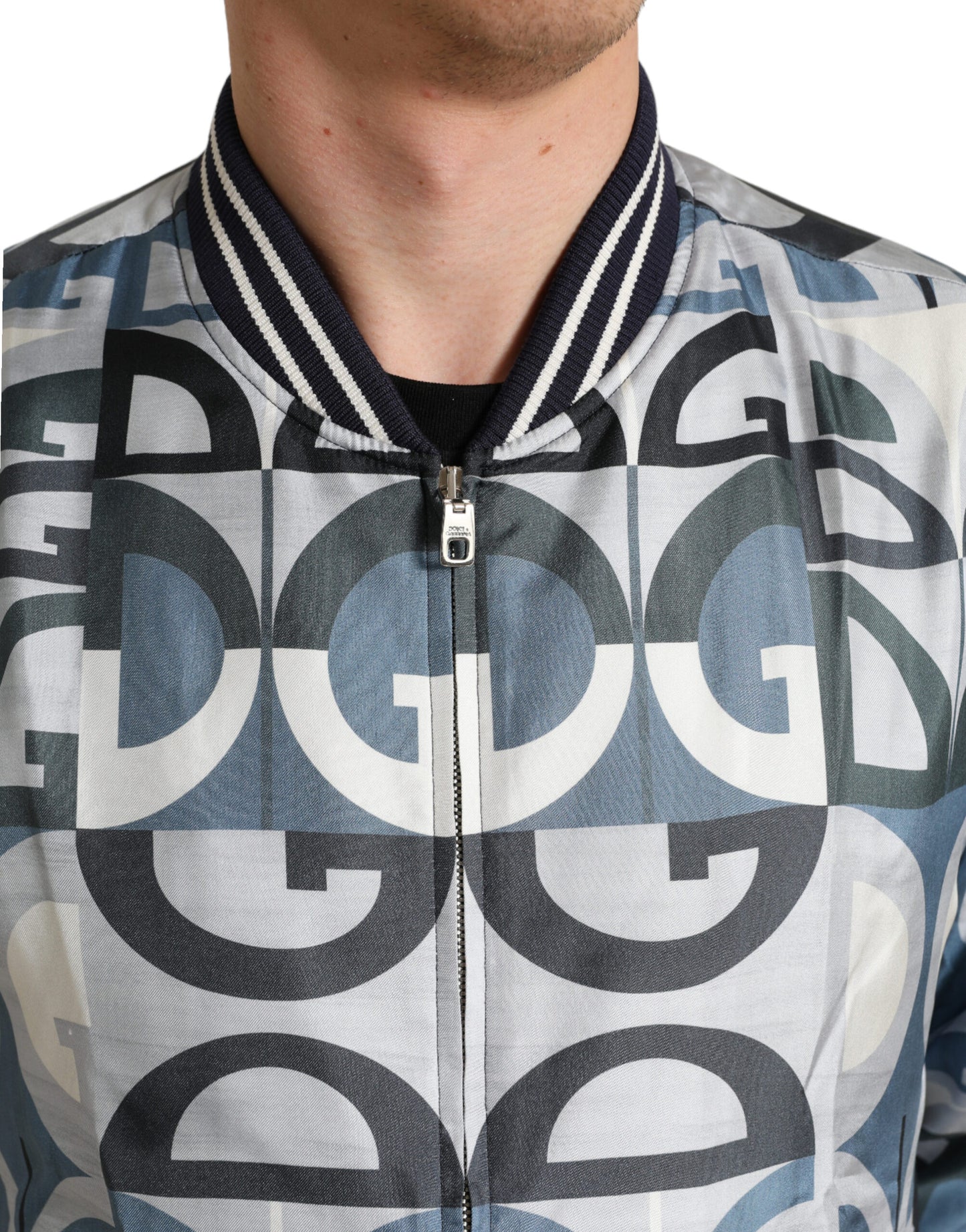 Dolce & Gabbana Multicolor Logo Print Bomber Blouson Jacket