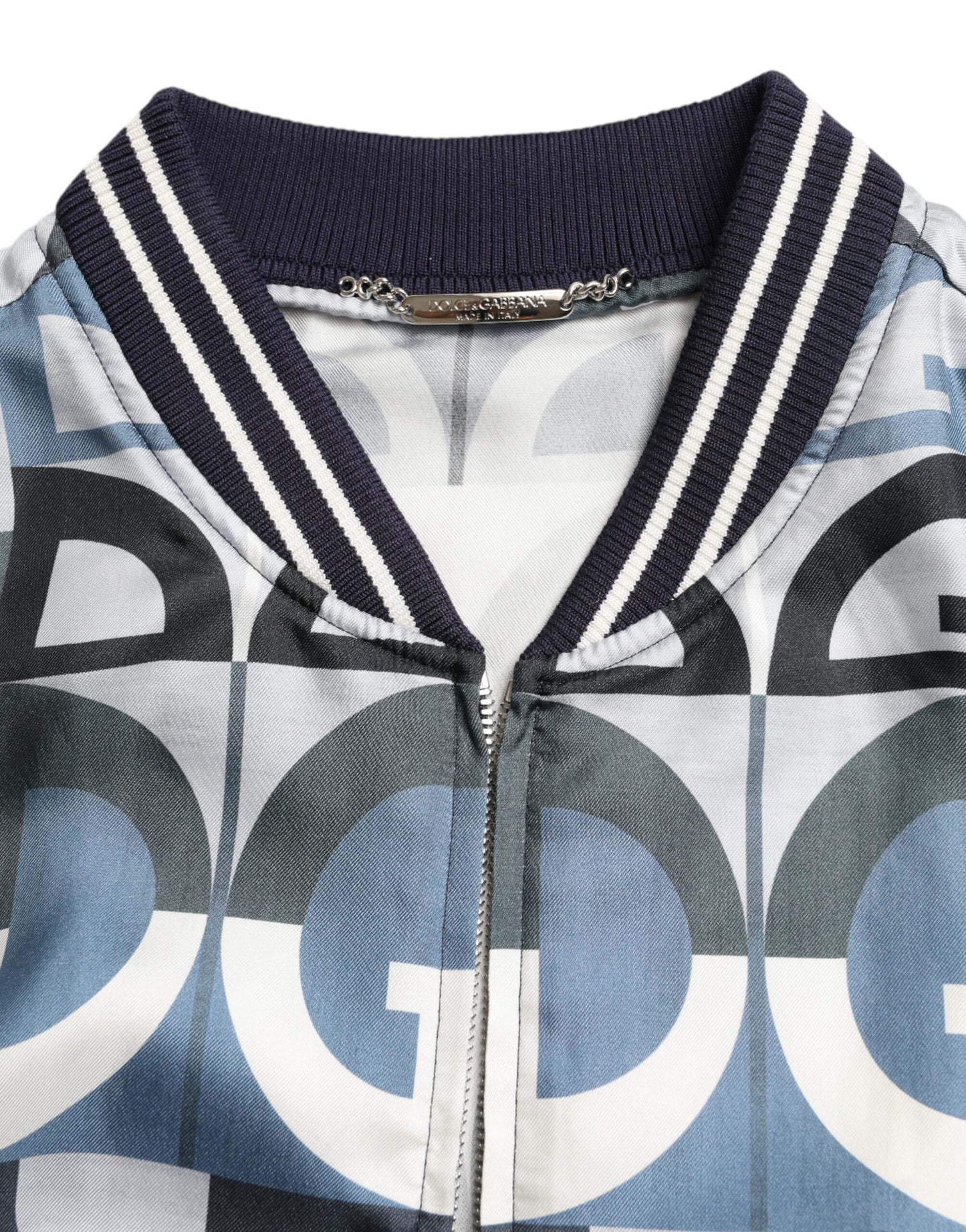 Dolce & Gabbana Multicolor Logo Print Bomber Blouson Jacket