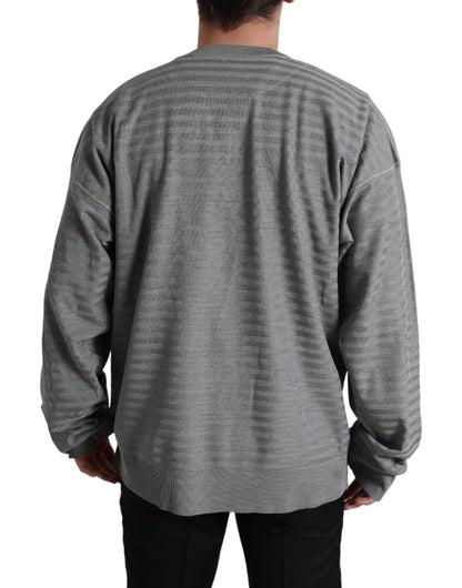 Dolce & Gabbana Gray Crewneck Pullover Silk Top Sweater