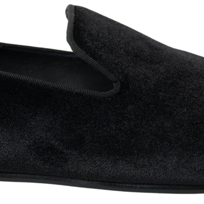 Dolce & Gabbana Elegant Velvet Black Loafers for Men