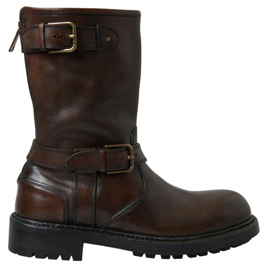 Dolce & Gabbana Brown Leather Midcalf Mens Boots