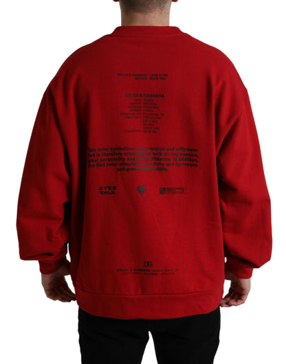 Dolce & Gabbana Red Logo Print Crew Neck Pullover Sweater