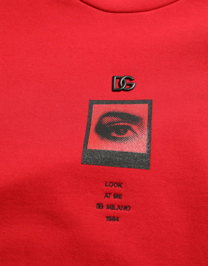 Dolce & Gabbana Red Logo Print Crew Neck Pullover Sweater