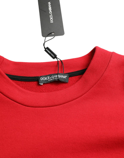 Dolce & Gabbana Red Logo Print Crew Neck Pullover Sweater