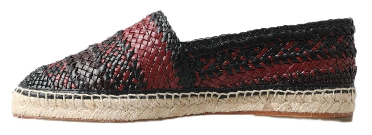 Dolce & Gabbana Black Bordeaux Buffalo Leather Espadrille Shoes