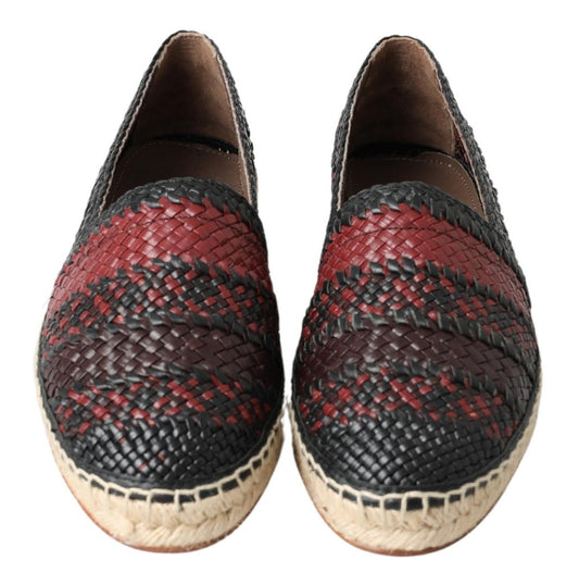 Dolce & Gabbana Black Bordeaux Buffalo Leather Espadrille Shoes