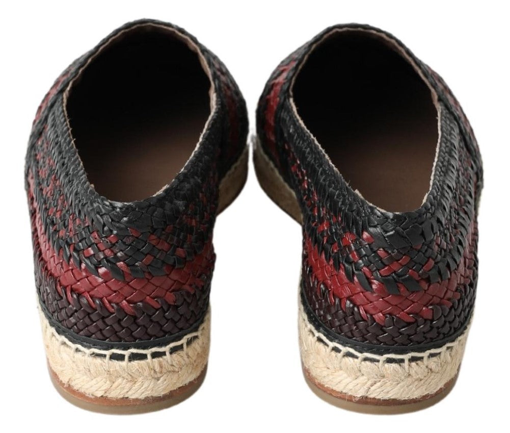 Dolce & Gabbana Black Bordeaux Buffalo Leather Espadrille Shoes