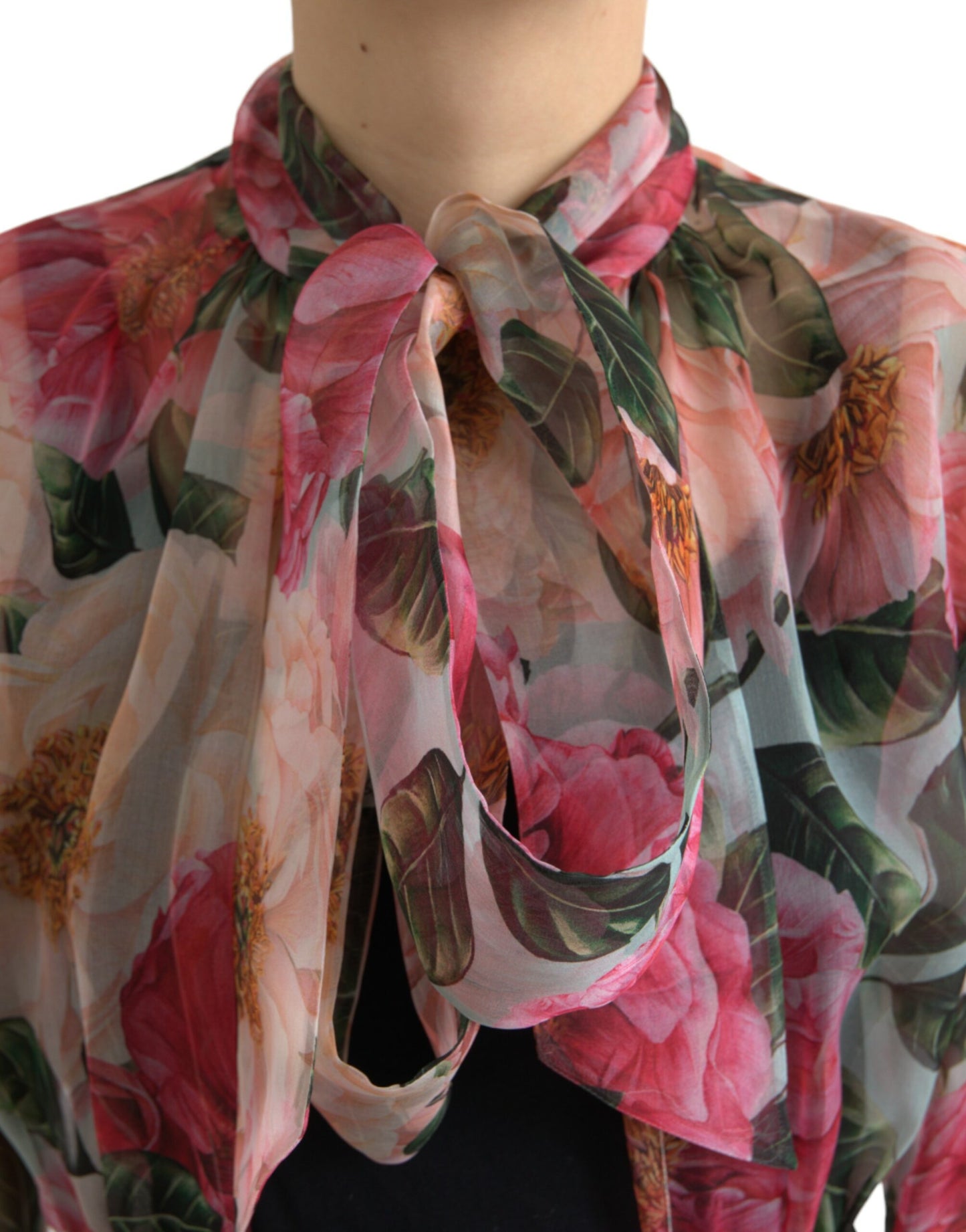 Dolce & Gabbana Multicolor Camelia Print Silk Chiffon Coat