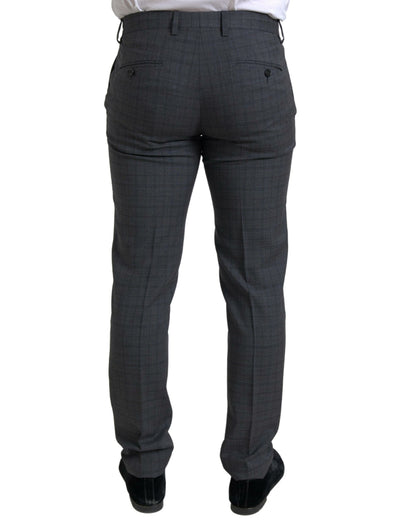 Dolce & Gabbana Elegant Grey Checkered Slim Fit Suit