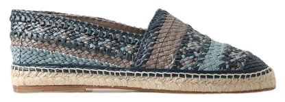 Dolce & Gabbana Blue Gray Leather Buffalo Espadrille Shoes