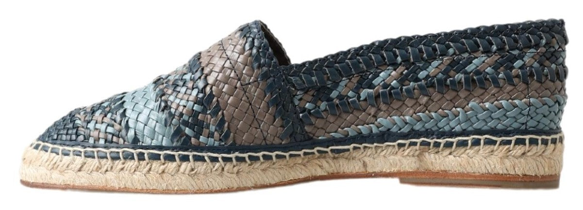 Dolce & Gabbana Blue Gray Leather Buffalo Espadrille Shoes