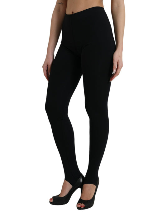 Dolce & Gabbana Black Nylon Stretch Slim Leggings Pants