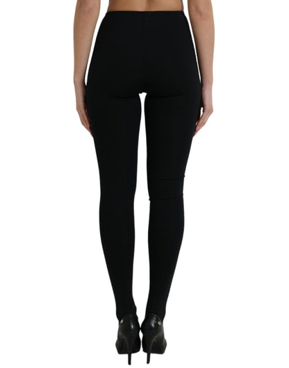 Dolce & Gabbana Black Nylon Stretch Slim Leggings Pants