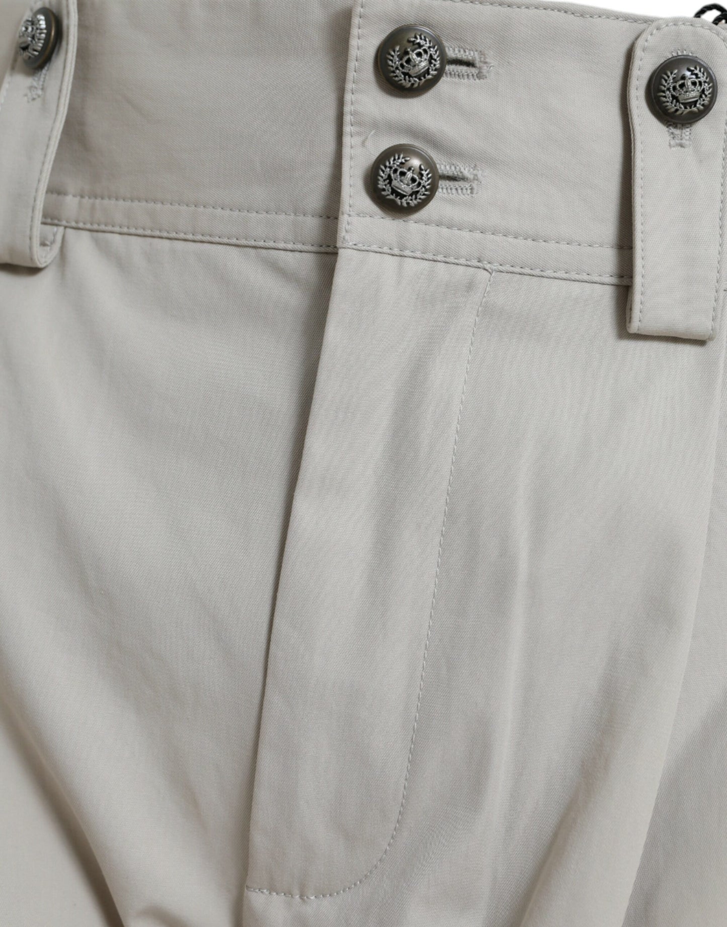 Dolce & Gabbana Beige Cotton High Waist Tapered Pants