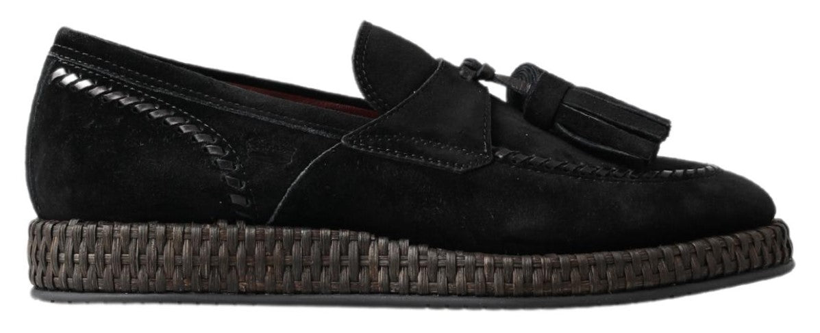 Dolce & Gabbana Black Suede Leather Casual Espadrille Shoes