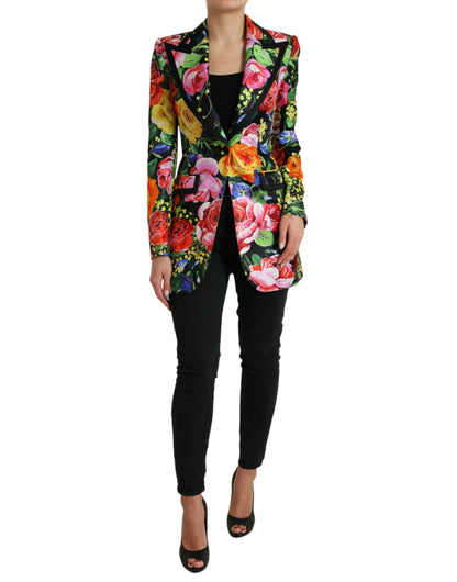 Dolce & Gabbana Multicolor Floral Print Silk Blazer Jacket