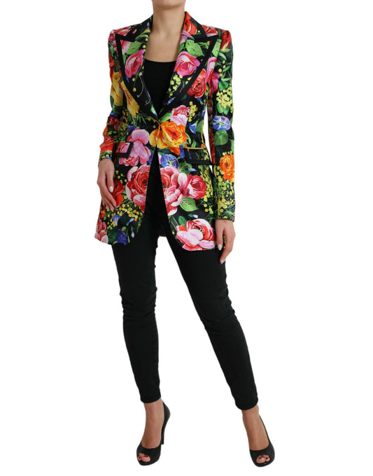 Dolce & Gabbana Multicolor Floral Print Silk Blazer Jacket