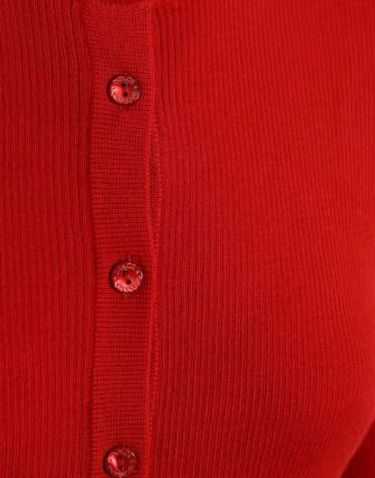 Dolce & Gabbana Red Cashmere Button Down Cardigan Sweater