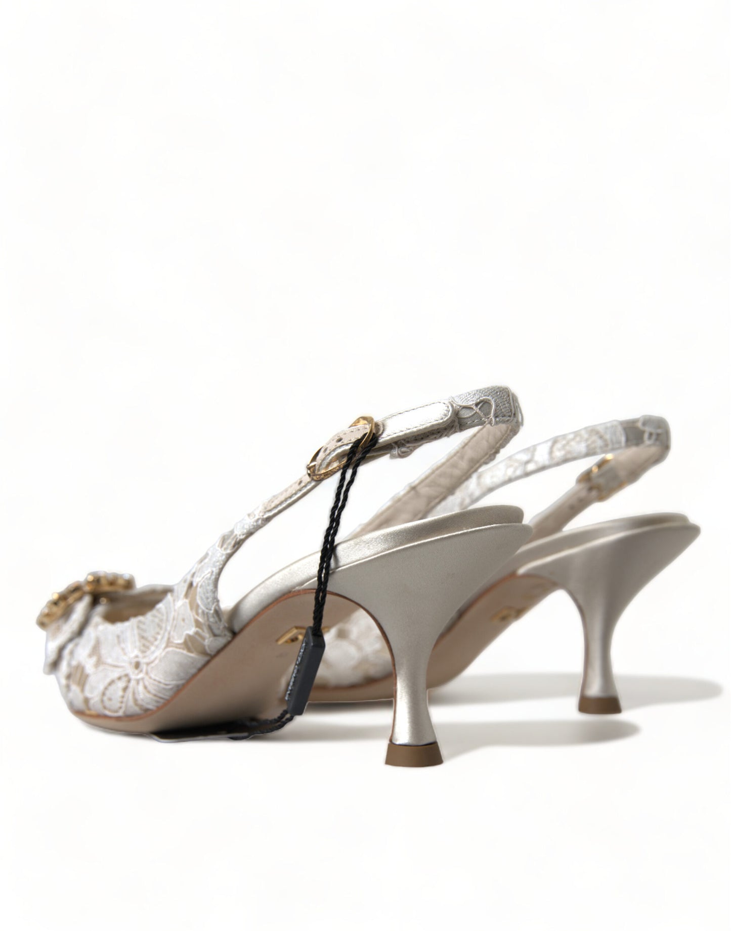 Dolce & Gabbana Elegant Lace Slingback Pumps with Crystal Accents