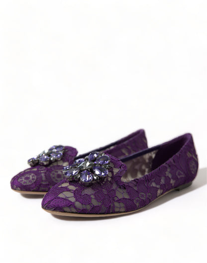 Dolce & Gabbana Elegant Floral Lace Vally Flat Shoes