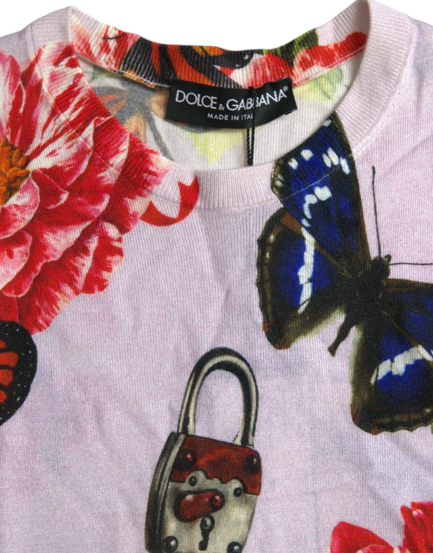 Dolce & Gabbana Multicolor Floral Padlock Butterfly Tank Top