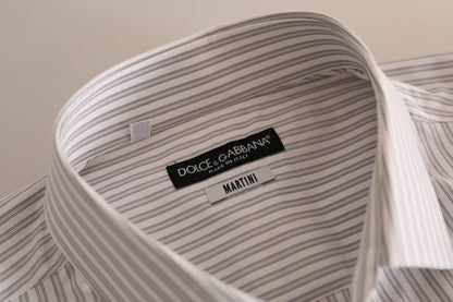 Dolce & Gabbana Elegant White Striped Cotton Dress Shirt