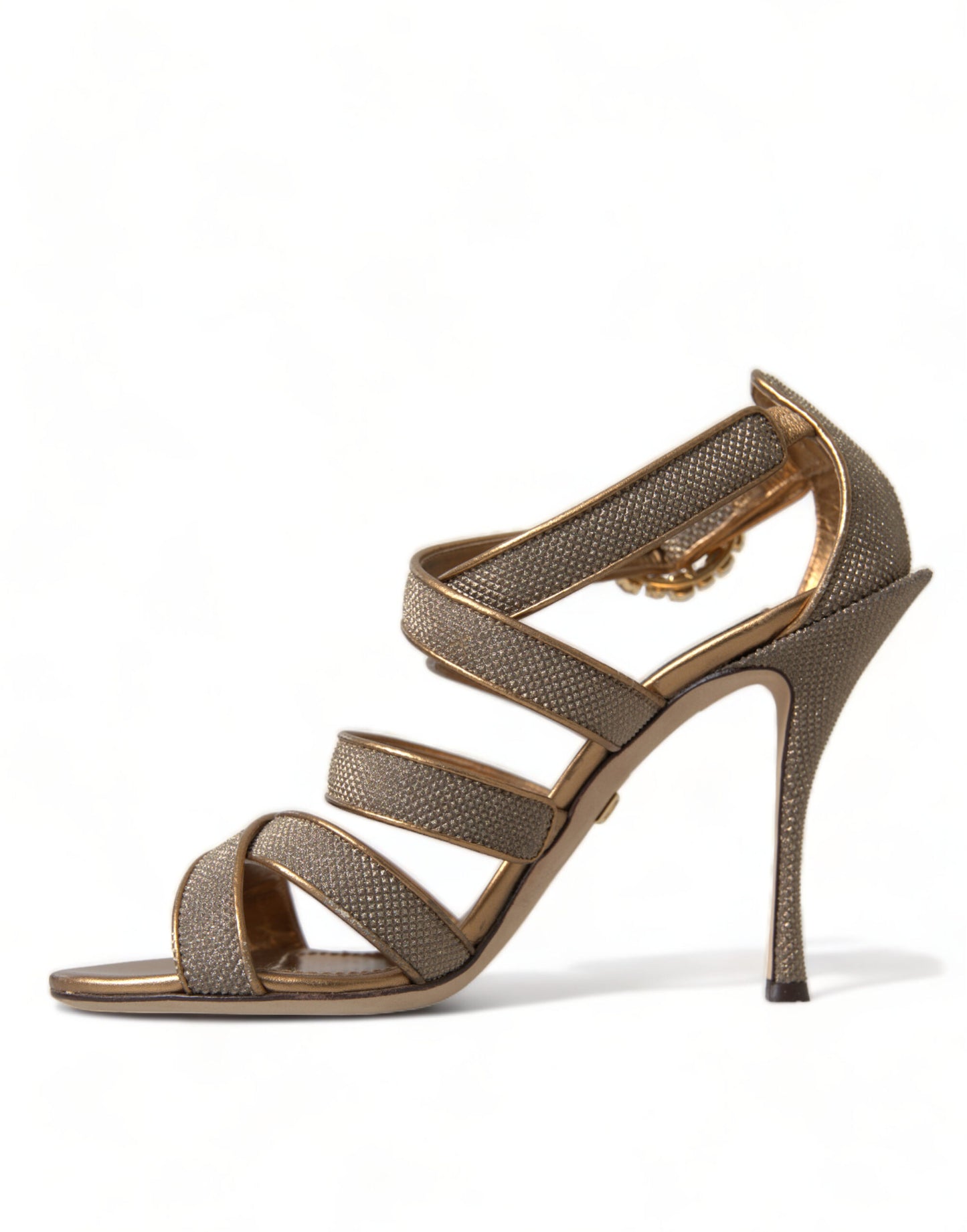 Dolce & Gabbana Bronze Crystal Stiletto Heels Sandals