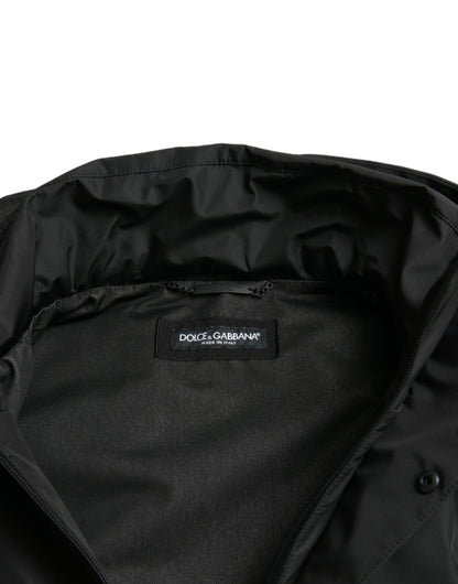 Dolce & Gabbana Black Polyester Logo Plaque Hooded Jacket